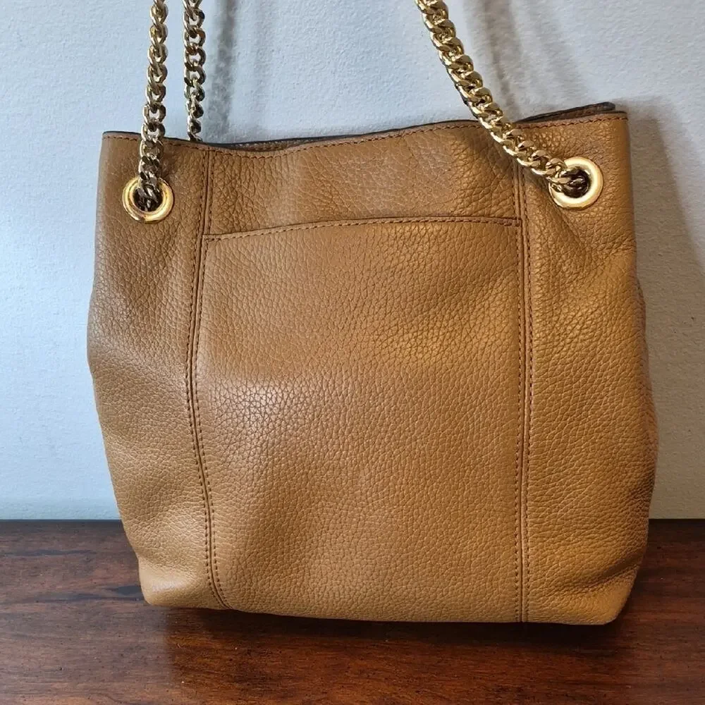 Michael Kors Camel Pebbled Leather Chain-Handle Tote EUC